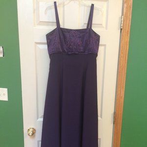 Purple embroidered full length formal dress